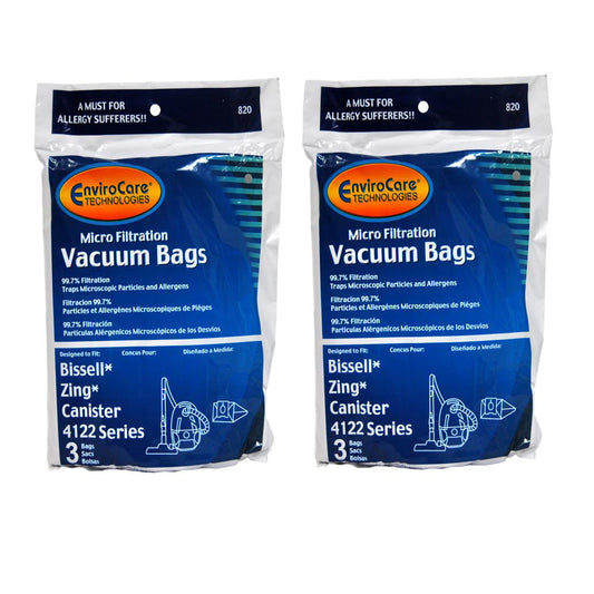 Bissell 4122 Zing Canister Vacuum Cleaner Paper Bags 6Pk :- 820