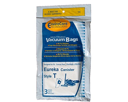3 Eureka T Allergy Canister Vacuum Bags, Canister Series 970, 972 Vacuum Cleaners, 61555-12, 970A, 972A,