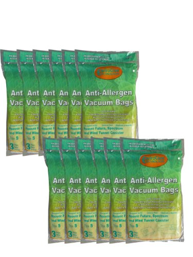 36 Hoover HEPA Windtunnel Allergy Vacuum Type S Bags, Futura, Spectrum, Power Max Vacuum Cleaners, 43655097, 4010064S, 4010344S, 43655093, 4010100S