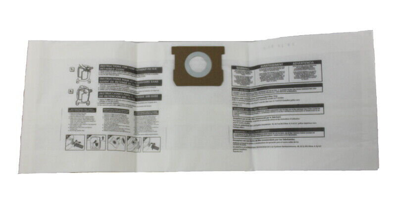 DVC Shop Vac Type E 5 6 8 Gallon 9066100 Vacuum Cleaner Bags Made in USA [ 3 Bags ]
