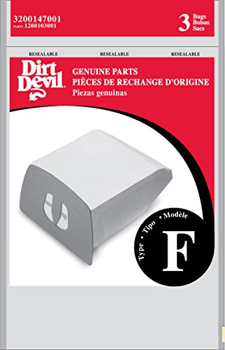 Dirt Devil Genuine Style F Canister Vacuum Bags,WHITE,3 Bag sac (Pack of 1) - Packaging may vary