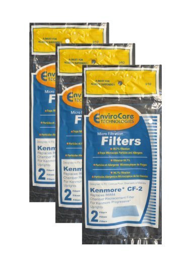 (6) Kenmore CF2 Foam Safety Vacuum Filters, Upright, Progressive Vacuum Cleaners, 86884, 20-86884C, 2086884, 4370432, 610488 by Kenmore