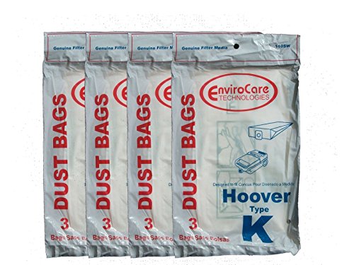12 Type K Vacuum Bags Replace 4010028K 4010100K H-4010100KES Fit Hoover Spirit Encore Supremacy Canisters