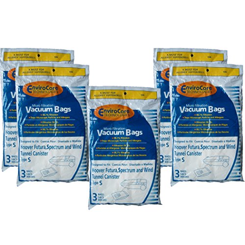 15 Hoover Windtunnel Allergy Vacuum Type S Bags, Futura, Spectrum, Power Max Vacuum Cleaners, 43655097, 4010064S, 4010344S, 43655093, 4010100S