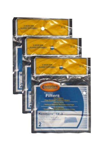 (6) Kenmore Vacuum CF-3 Foam Filter 86888, Sears upright, Non whispertone, Canister Vacuum Cleansers, 20-86888, 02080006000, 4369572, 610534, 116-35922500