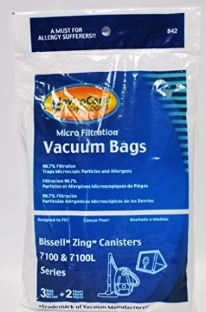 Bissell Zing 7100 and 7100L Series Vacuum Micro Filtration 3 Bags and 2 Filters