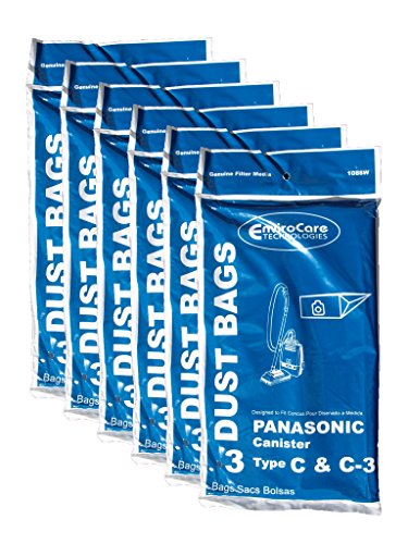 18 Panasonic Type C C-3 C3 Allergy Vacuum Bags, Canisters Vacuum Cleaners, MC-125P, MC125P, MC771, MC772, MC8310, MC8320, MC8330