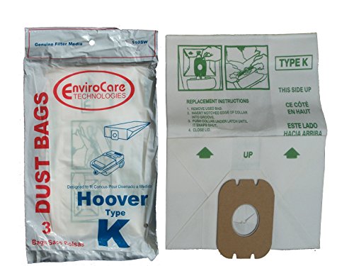 EnviroCare 3 Hoover Spirit Style K Canister Vacuum Cleaner Bags