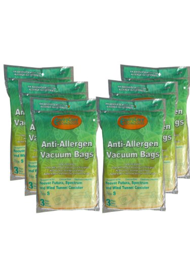 18 Hoover HEPA Windtunnel Allergy Vacuum Type S Bags, Futura, Spectrum, Power Max Vacuum Cleaners, 43655097, 4010064S, 4010344S, 43655093, 4010100S