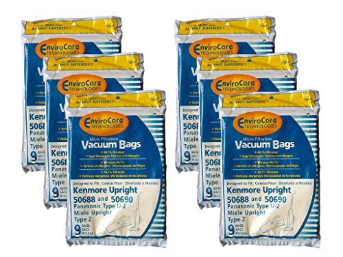 54 Kenmore Sears 50688/50690 U Vacuum Bags, Upright, Canister, Panasonic U-2, Miele Z, Sanyo PU-1 Vacuum Cleaners, MC-117PF, MC-E400, S170i, S170 - S179, S185, S300, SC-A or SC-U