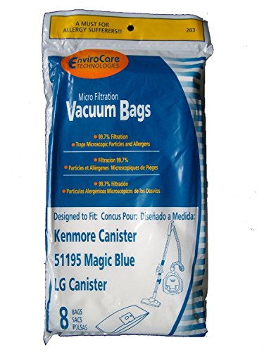 EnviroCare Replacement Vacuum Micro Filtration Vacuum Cleaner Dust Bags Designed to Fit Kenmore Type M 51195 Magic Blue Canisters 16 pack