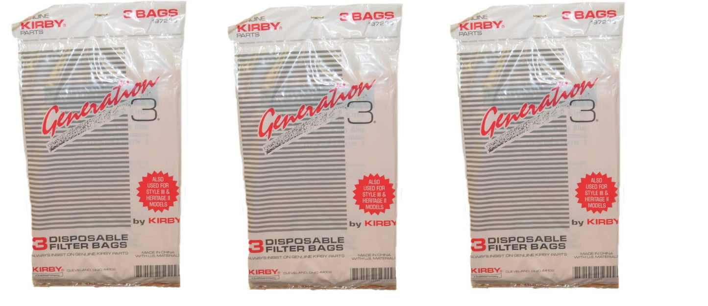 Kirby Vacuum Cleaner Disposable Cloth Paper Bags Genuine Kirby Generation 3 - 9 Pack