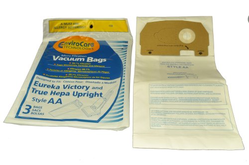 EnviroCare Replacement Micro Filtration Vacuum Cleaner Dust Bags Made to fit Eureka Style AA Victory and True HEPA Uprights 3 Pack