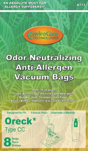 EnviroCare Replacement Vacuum Bags Designed to Fit Oreck Type CC, XL. Fits All XL7, XL21, 2000's, 3000's, 4000's, 8000's, 9000's Series Model Upright Vacuum Cleaners 8 Pack