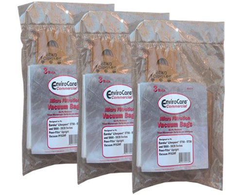 9 Eureka Type LS Commercial Vacuum Cleaner Bags, Sanitaire LiteSpeed Upright, Bagged, Boss Signature Genesis, Refurb Powerline Limited, Sanitaire Commercial Vacuum Cleaners, Series 5700 & 5800, 62123 61820A, SC5815A, SC5713A