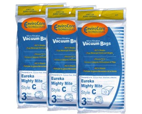 9 Eureka C Allergy Mighty Might canister Vacuum Bags, White Westinghouse, Floorshow Cleaner, Home Cleaning Systm, Commercial Vacuum Cleaners, 52318-12, 57697-12 Filteraire, 54921-10, 54021-10, VIP 9020, 3015B , 3035A, B, C, 3020BE,S3191B , S3191E