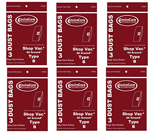 18 ShopVac Type B #9066800 2-Gallon Wet/Dry Vacuum Bags 906-68-00 Shop Vac