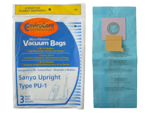 EnviroCare Replacement Micro Filtration Vacuum Cleaner Dust Bags made to fit Sanyo Uprights Type PU-1 3 pack