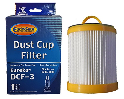 EnviroCare 1 Eureka Series 5700 5800 Pleated Dust Cup HEPA Filter Lite Speed Type DCF-3 Whirlwind Sanitaire