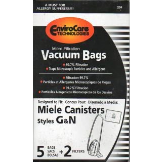 EnviroCare Replacement Allergen Vacuum Cleaner Dust Bags made to fit Miele AirClean 3D Canisters Style GN 5 Pack with 2 Filters