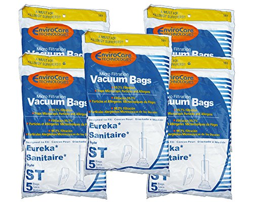 25 Eureka Sanitaire Type ST Vacuum Bags, Express, Power Team Canister, Home Cleaning System Vacuum Cleaners, 63213, 63213A, 63213-g5, 63213-10, S670D, S677D, SC678A, SC883A, SC888J, EUR 678, EUR 688, EUR 888