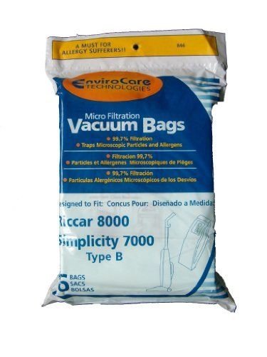 EnviroCare 12 Riccar 8000 & Simplicity 7000 Type B Vaccum Bags,