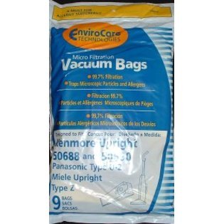 Kenmore 50688 & 50690 Style U Microlined Upright Vacuum Cleaner Bags by EnviroCare (9/Pack) Part # 159-9. (9 Bags)
