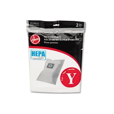 Hoover Type Y HEPA Replacement for Upright Cleaner Disposable Vacuum Bag, White, 2 per Pack