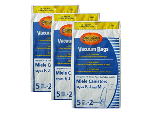 EnviroCare 15 Miele FJM Microfiltration Compact Canister Vacuum Cleaner Bags + Filters