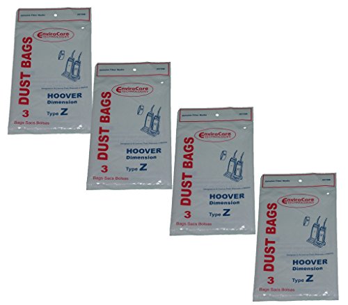 EnviroCare 12 Hoover Type Z Single Ply Vacuum Cleaner Bags, Power Drive, Auto Drive, Constellation, Dimension, Dirt Finder, Futura, Caddy Vac, TurboPower, PowerMax, Breathe Easy