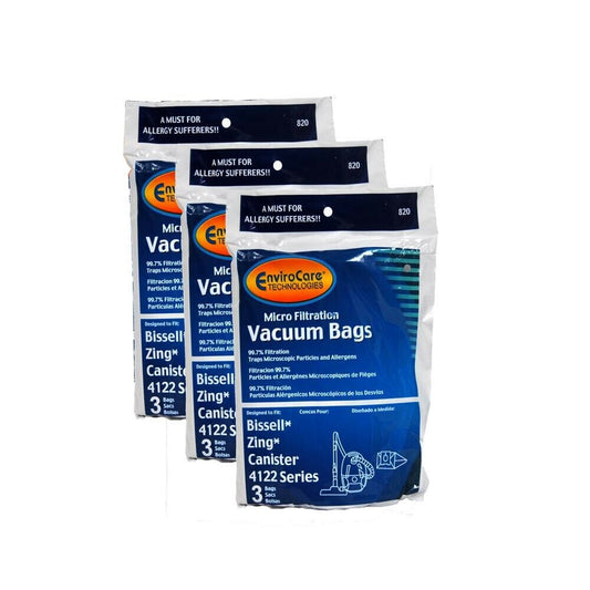 Bissell Canister 4122,1668 Vacuum Paper Bags 9Pk :- 820