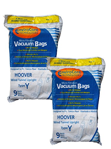 2 X Hoover WindTunnel Upright Type Y Vacuum Bags Microfiltration with Closure - 9 Pack, Compare With Hoover Part # 4010100Y
