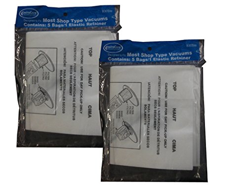EnviroCare Replacement Vacuum Filter Bags designed to fit Select 2-1/2-Gallon to 5-Gallon Shop Type Vacuum Cleaners with Elastic retainers 10 bags