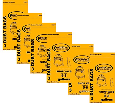 18 ShopVac Type E 3-5 Gallon Wet/Dry Shop Vac Vacuum Bags 9066100