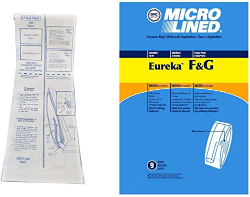 DVC Micro-Lined Paper Replacement Bags Style F/G Fit Eureka and Sanitaire Commercial Uprights - 9 Bags