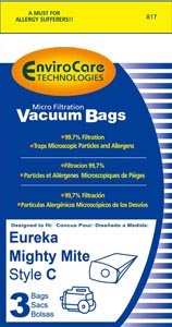 EnviroCare Replacement Micro Filtration Vacuum Cleaner Dust Bags Designed to fit Eureka Type C Mighty Mite Canisters 3 Pack
