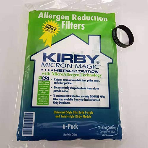 (RB) 6 F Style Cloth Hepa Vacuum Bags for Kirby Sentria I & II G10D + 1 Belt