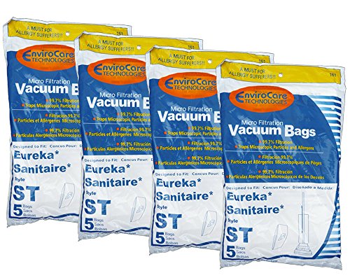 20 Eureka Sanitaire Type ST Vacuum Bags, Express, Power Team Canister, Home Cleaning System Vacuum Cleaners, 63213, 63213A, 63213-g5, 63213-10, S670D, S677D, SC678A, SC883A, SC888J, EUR 678, EUR 688, EUR 888