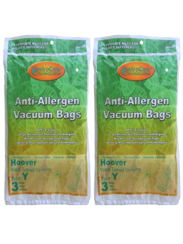 EnviroCare Replacement Allergen Filtration Vacuum Cleaner Dust Bags made to fit Hoover WindTunnel Type Y Uprights 6 Pack