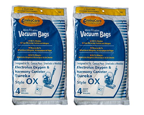 8 Electrolux Harmony Oxygen Canister Microfiltration Vacuum Bags 61230B EL200B