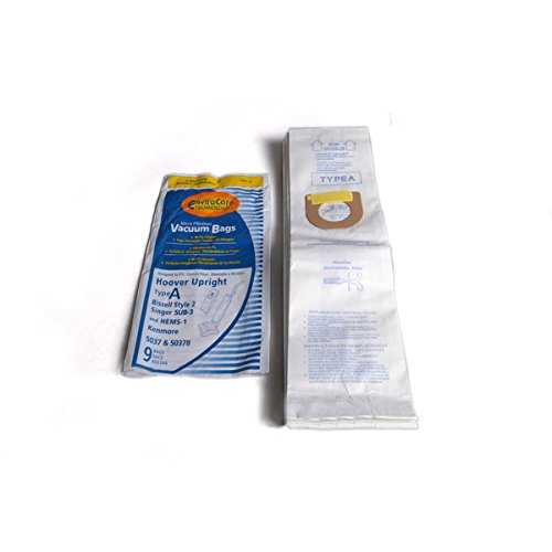 EnviroCare Replacement for Hoover Type A Microlined Upright Vacuum Cleaner Envirocare 9 Paper Bags # 809-9