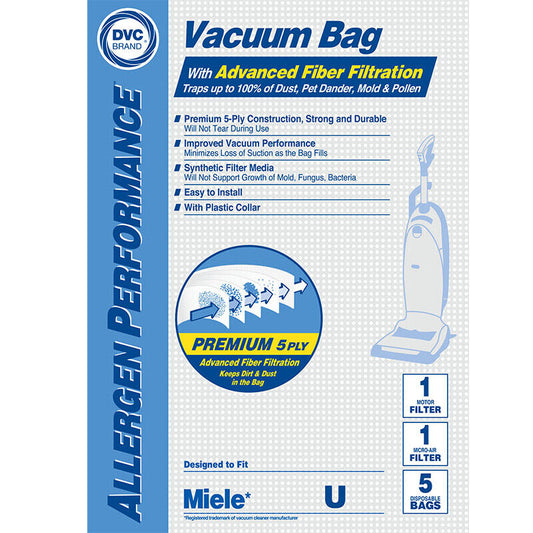 DVC Meile Type U 07282050 HEPA Vacuum Cleaner Bags Made in USA [ 100 Bags ]