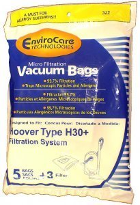 Hoover 40101001 "5 Pack" H30 Telios Canister Bag With 2 Filters