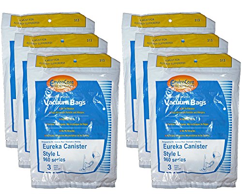 18 Eureka Style L Allergy Micron Filtration Vacuum Bags, Mini Mite Canister Vacuum Cleaners, 61715-12, 61715, 61715A, 960, 961, 962, 963, 964, 965