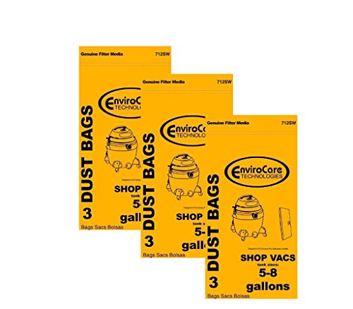 EnviroCare 9 ShopVac Type E 3-5 Gallon Wet/Dry Shop Vac Vacuum Bags 9066100