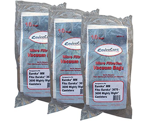 30 Eureka Style MM Commercial Bags Allergy Mighty Mite Vacuum, Canister Limited, Sanitaire Vacuum Cleaners, 3670, 3680, 3690, 602695, 60295B, 60295-12, 60296, 60296-12(filteraire), 60297-10, S3681B, SC3683A, SC3686A