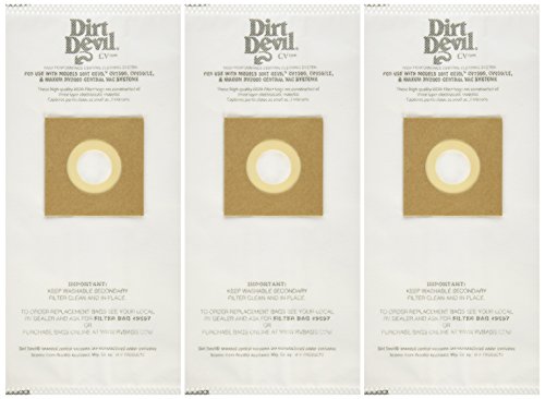 Dirt Devil 9597 Paper Bag, RV Central Vac CV950/CV1500 3 Pk