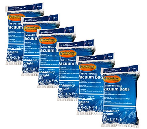 54 Panasonic U, U-3 & U-6 Upright Vacuum Cleaner Bags, MC-V145M, MC-115P, MC-V5000 thru MC-V5099, MC-V7300 thru MC-V7399, MC-V6200 thru MC-V6299