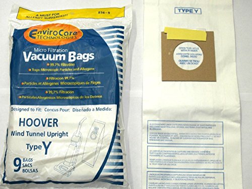 BanKhok Hoover Part# 4010100Y - Type Y Vacuum Bag Replacement for Hoover WindTunnel Uprights and Hoover Vacuums Using Type Y or Type Z Bags by EnviroCare Part# 856-9 - 9/Package