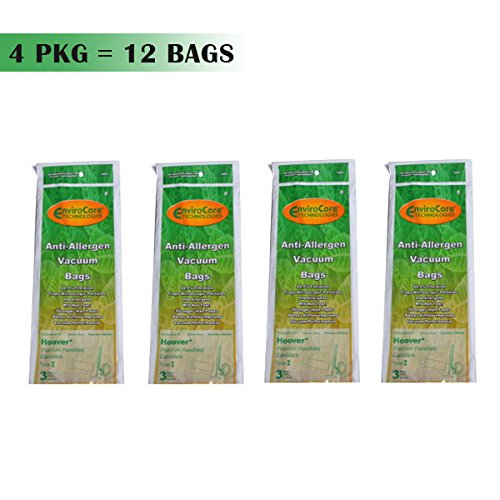 12 Hoover Platinum Handheld Canister Type - I, Anti-Allergen Vacuum Hepa Bags Part A891